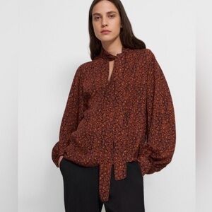 Theory Brown Patterned Blouse